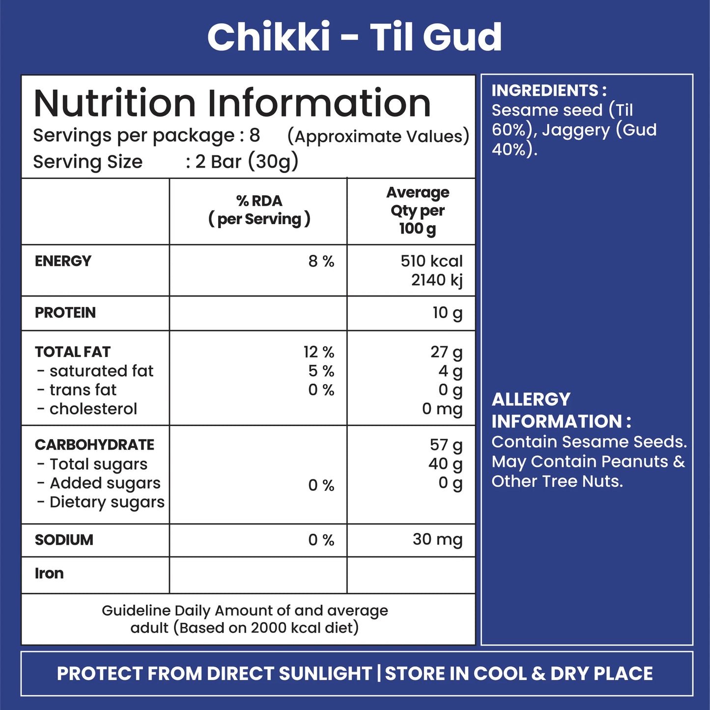 Jabsons Chikki Til Gud - 400 Gm (14 Oz)