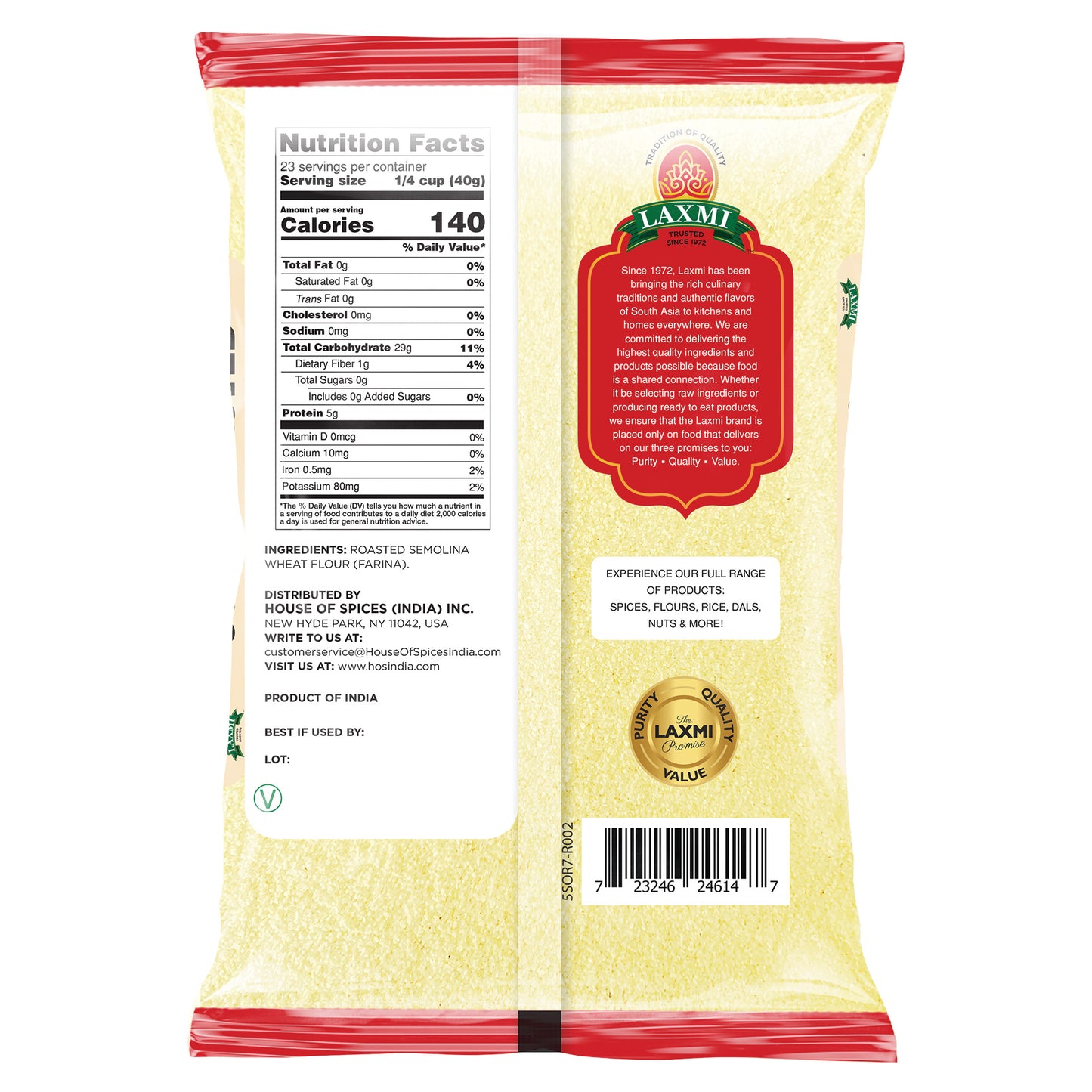 Laxmi Sooji Roasted - 2 Lb (907 Gm)