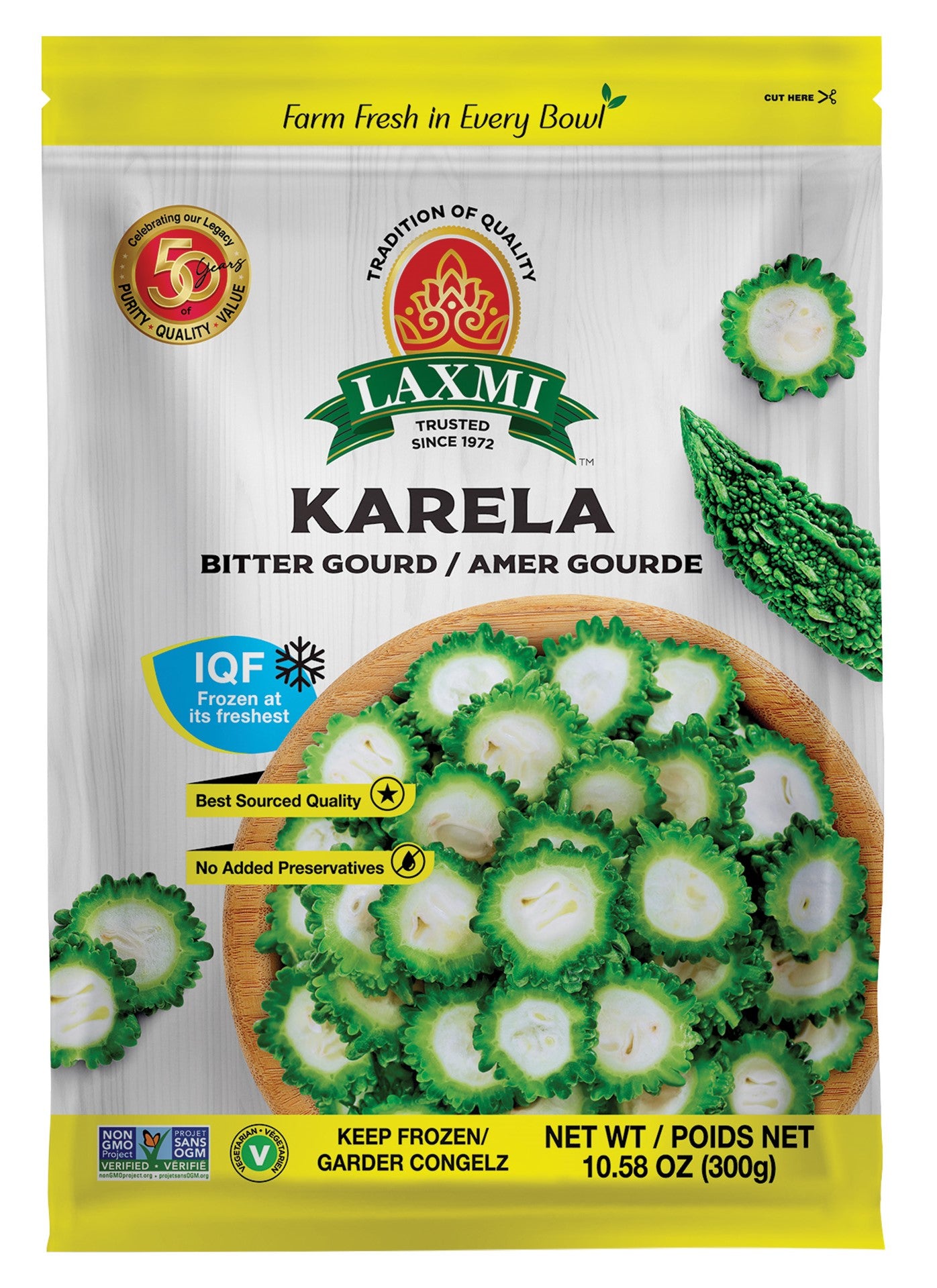 Laxmi Frozen Karela - 300 Gm (10.58 Oz)