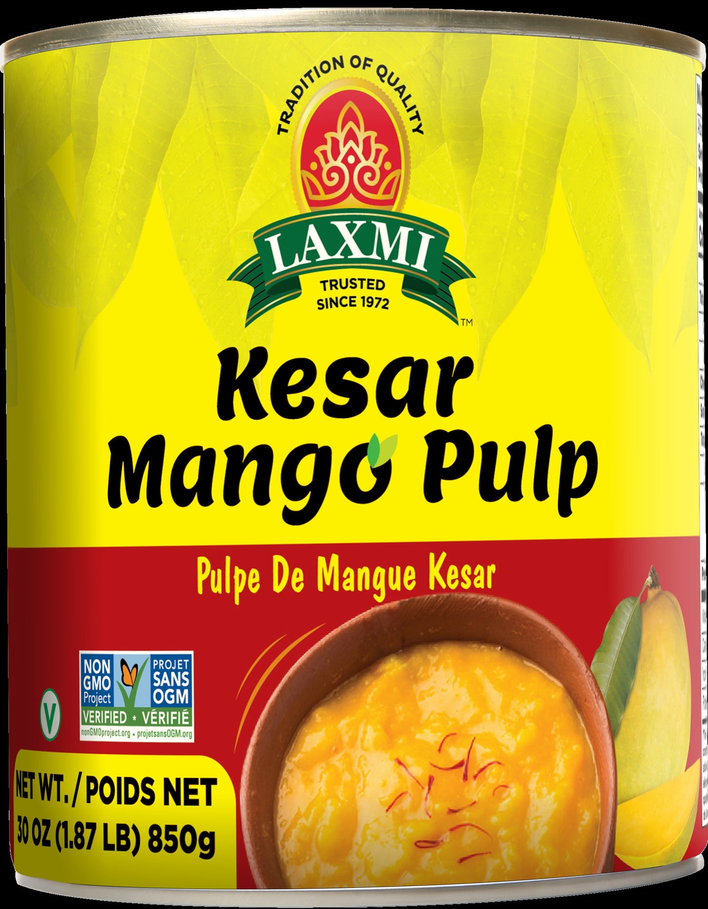 Laxmi Kesar Mango Pulp - 850 Gm (1.87 Lb)