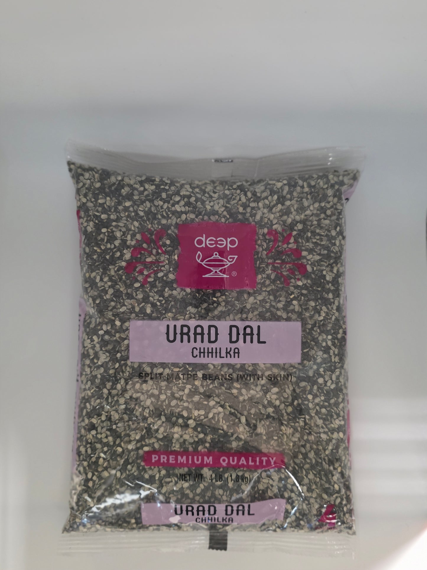 Deep Urad Dal Chilka Split Beans - 4 Lb (1.8 Kg)