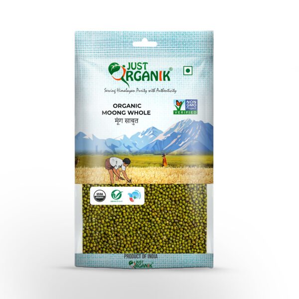 Just Organik Organic Green Moong Whole - 2 Lb (908 Gm)