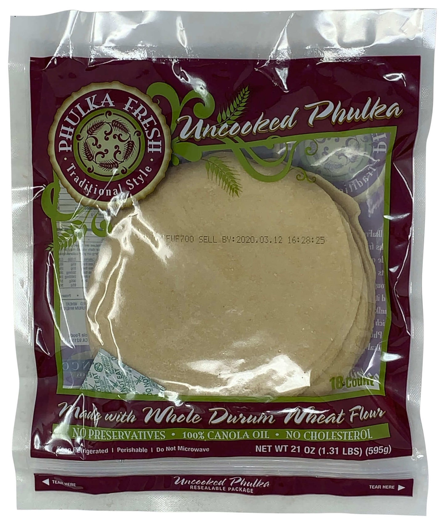 Phulka Fresh Uncooked Phulka 18 Pc - 21 Oz