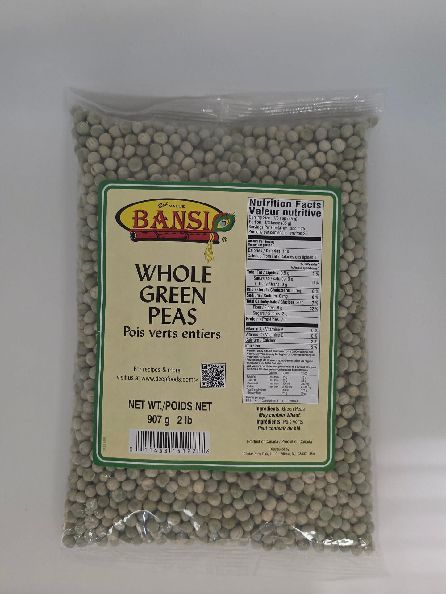 Bansi Whole Green Peas - 2 Lb (907 Gm)
