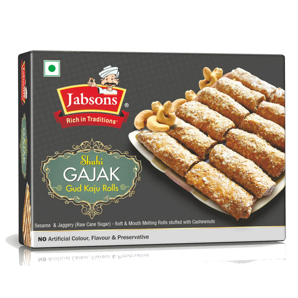 Jabsons Shahi Gajak Gud Kaju Rolls - 350 Gm (12.35