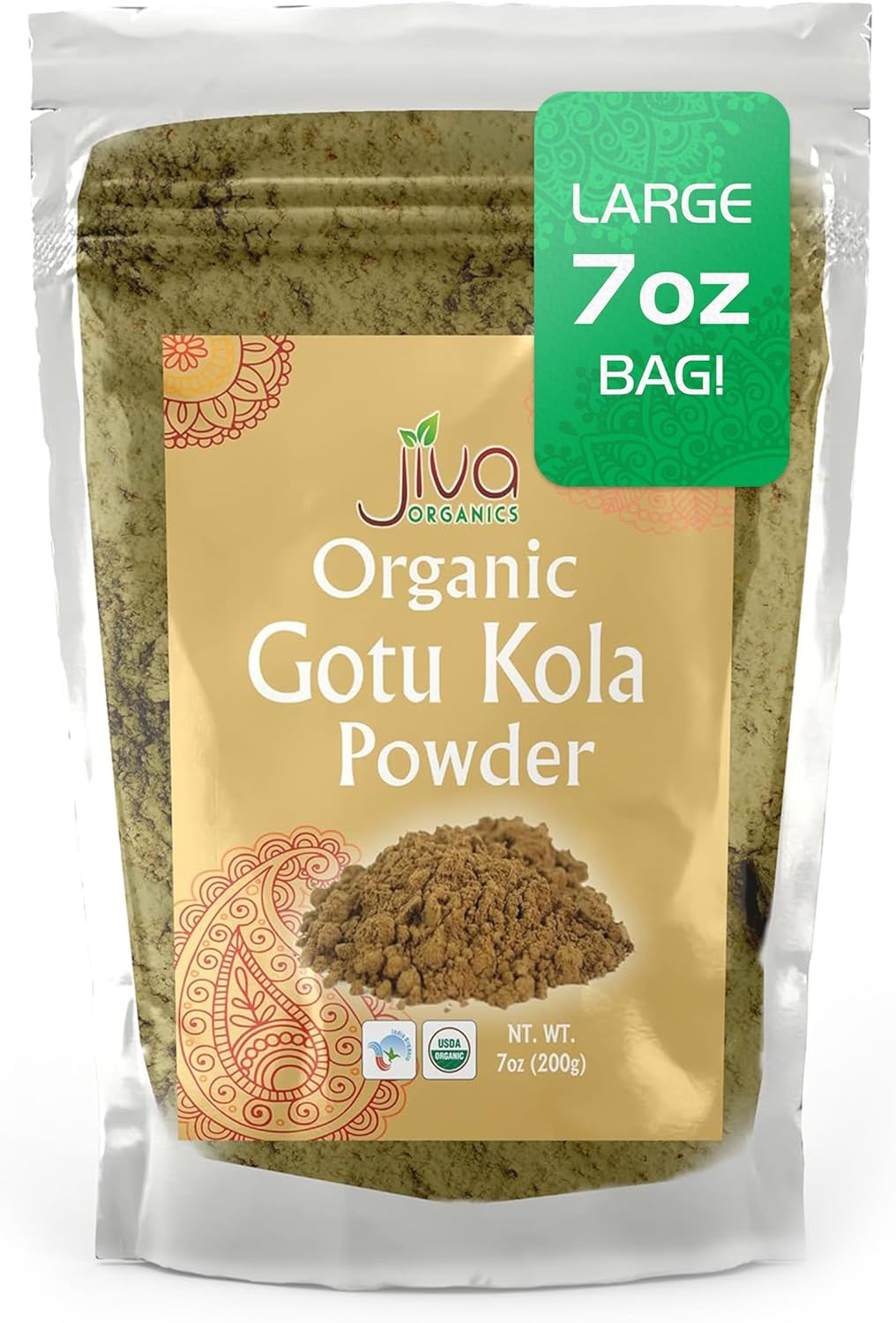 Jiva Organics Organic Gotu Kola Powder- 200 Gm (7 Oz)