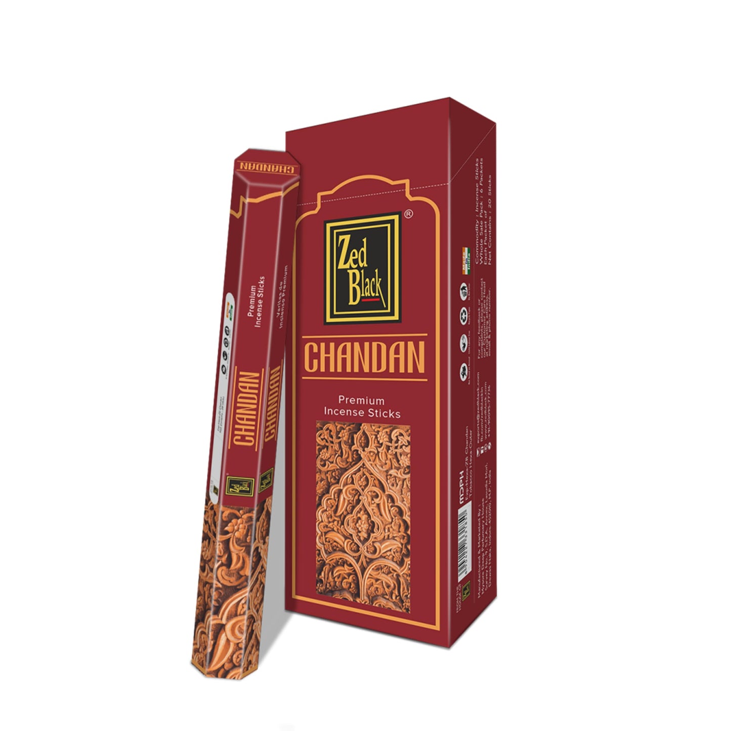 Zed Black Incense Chandan 6 Pk - 120 Sticks