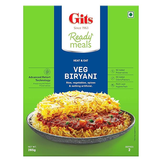 Gits Ready Meals Veg Biryani - 265 Gm (9.3 Oz)