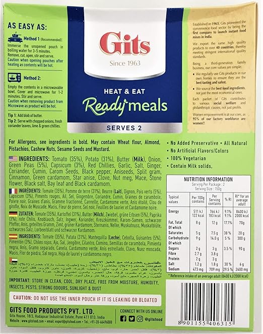 Gits Ready To Eat Pau Bhaji - 300 Gm (10.58 Oz)