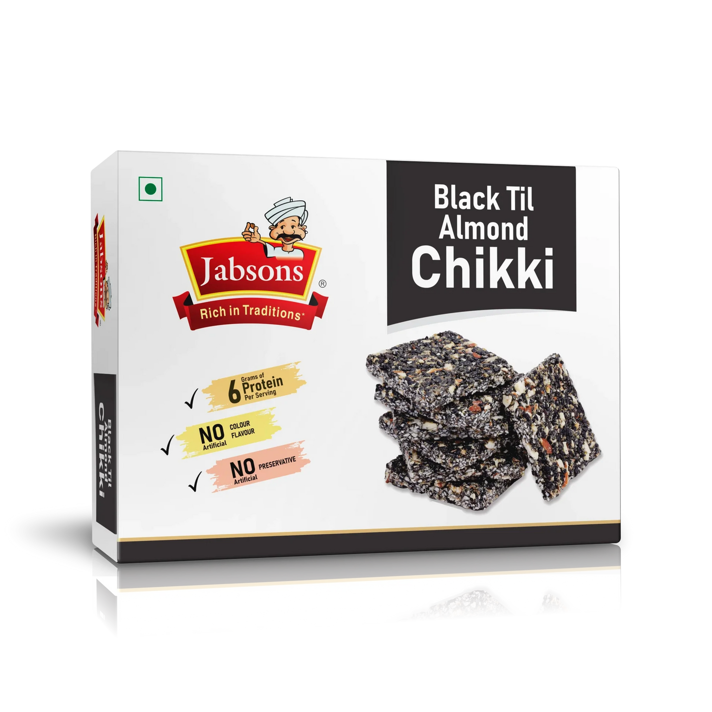 Jabsons Black Til Almond Chikki - 270 Gm (9.52 Oz)