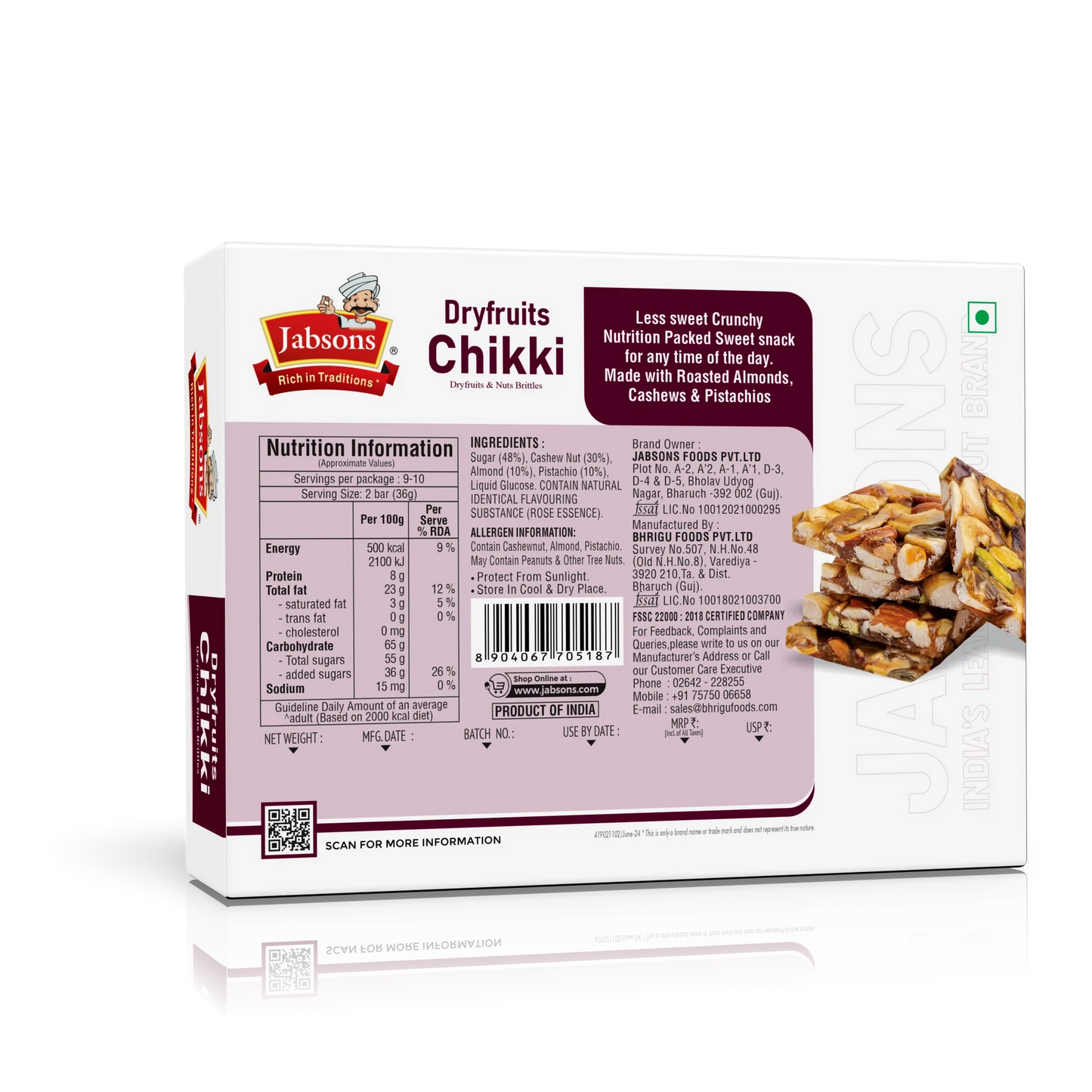 Jabsons Dryfruits Chikki - 350 Gm (12.34 Oz)