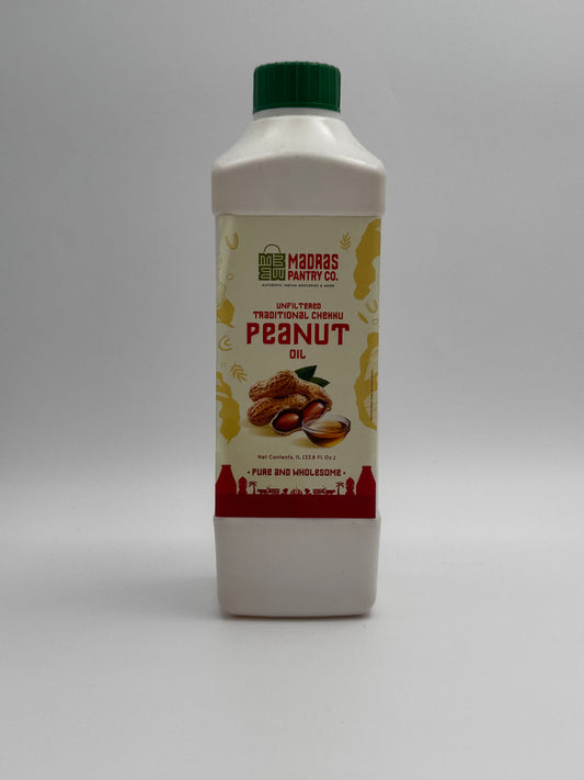 Madras Pantry Unfiltered Chekku Peanut Oil - 1 L (33.8 Fl Oz)