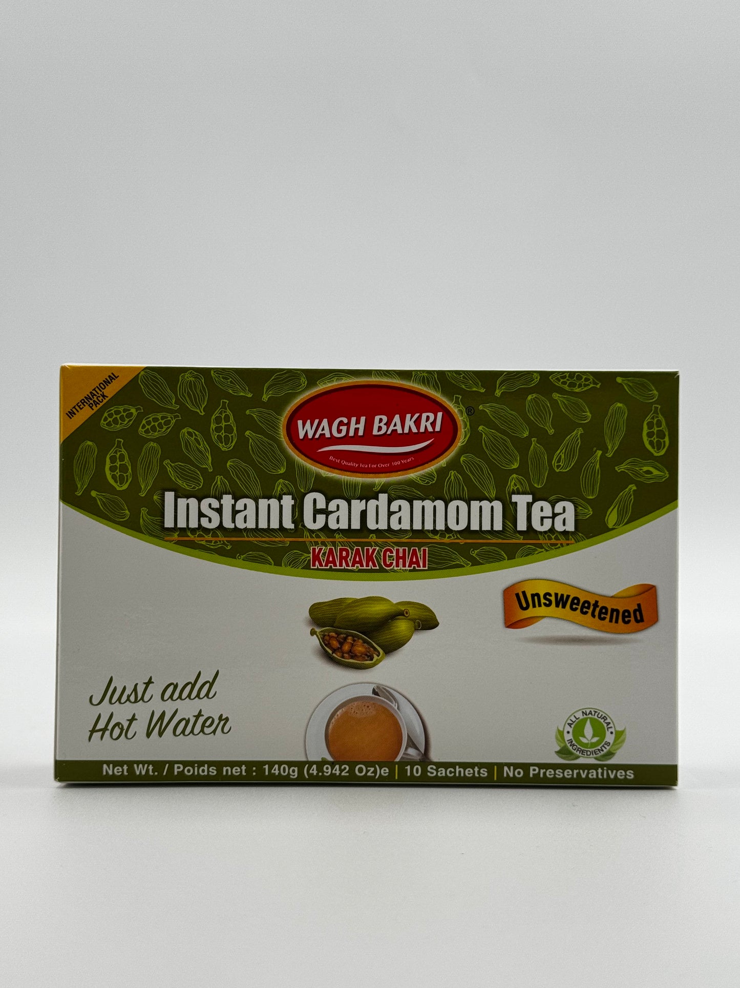 Wagh Bakri Instant Unsweetened Cardamom Tea - 140 Gm