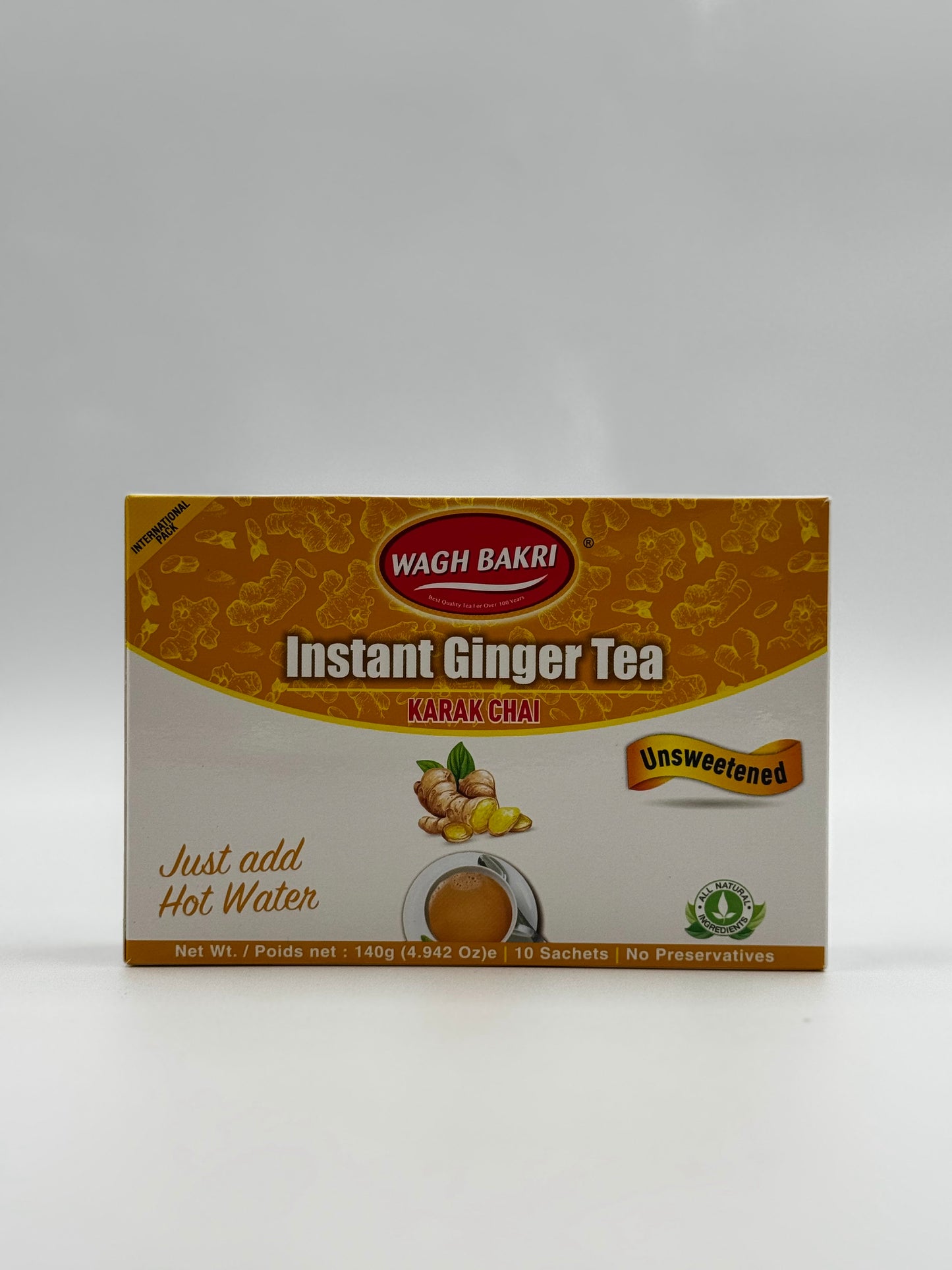 Wagh Bakri Unsweetened Ginger Chai - 140 Gm (5 Oz)