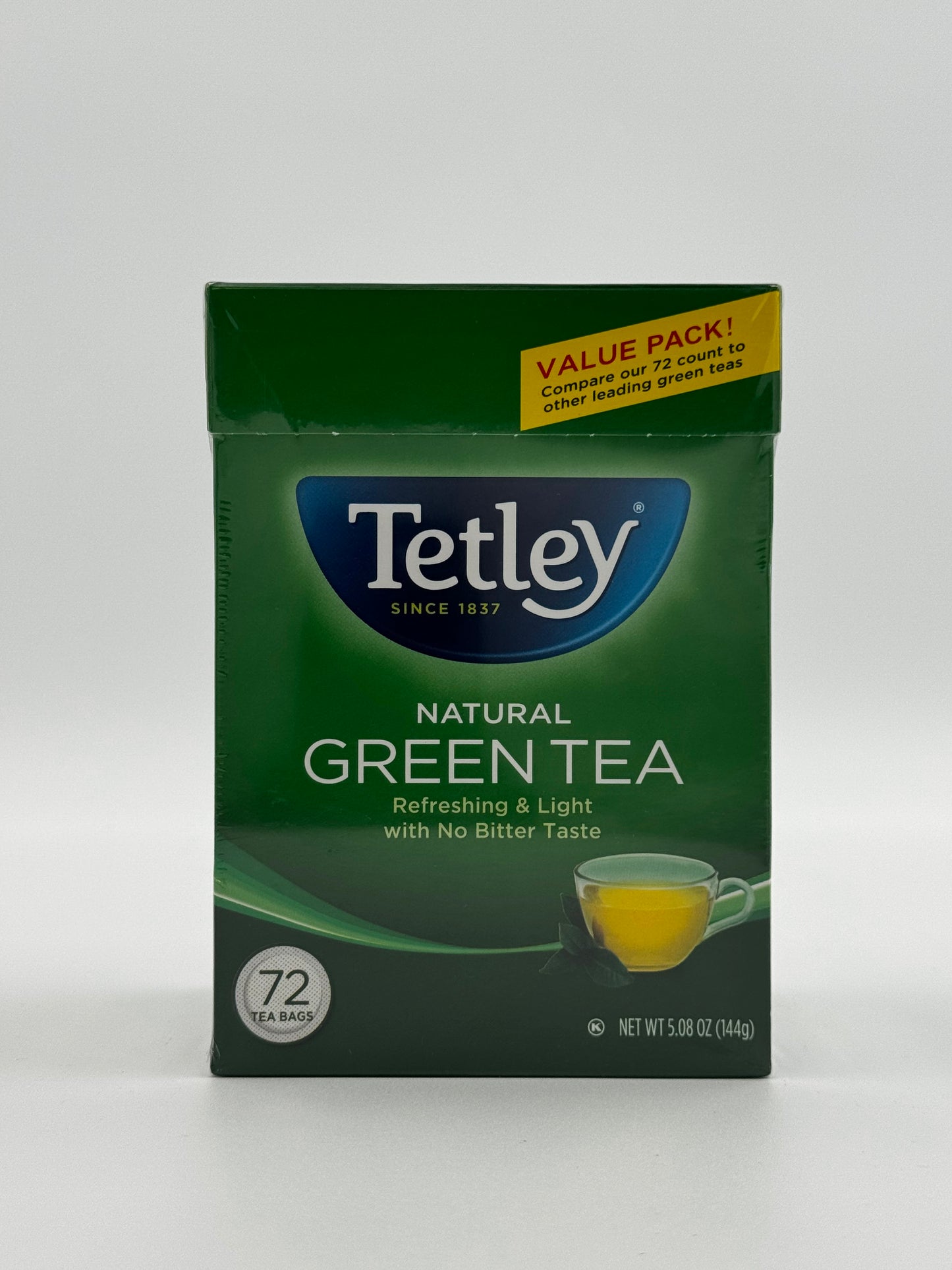 Tetley Green Tea 72 Bags - 5 Oz (144 Gm)