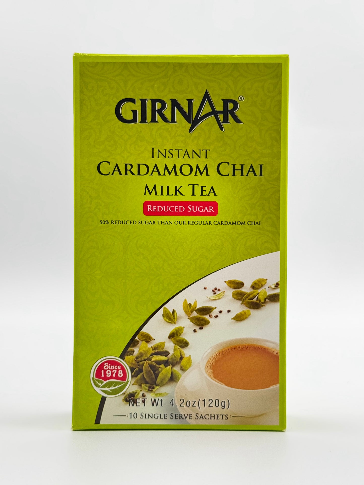 Girnar Instant Cardamom Chai Reduced Sugar - 120 Gm
