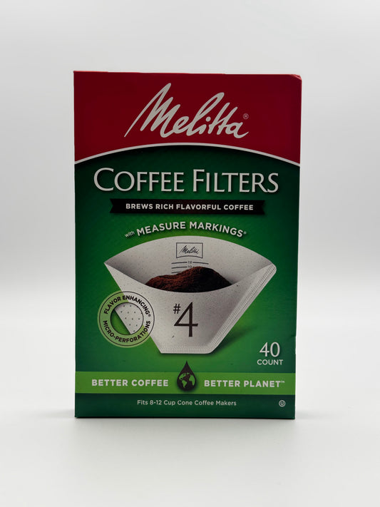Melitta #4 White Coffee Filters - 40 Ct