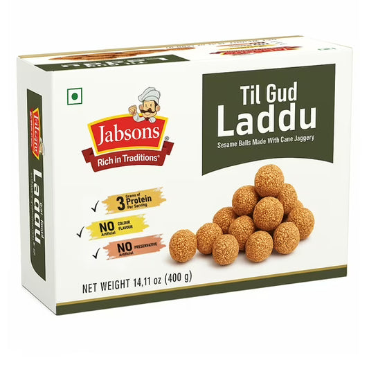 Jabsons Chikki Til Gud Laddu - 400 Gm (14 Oz)
