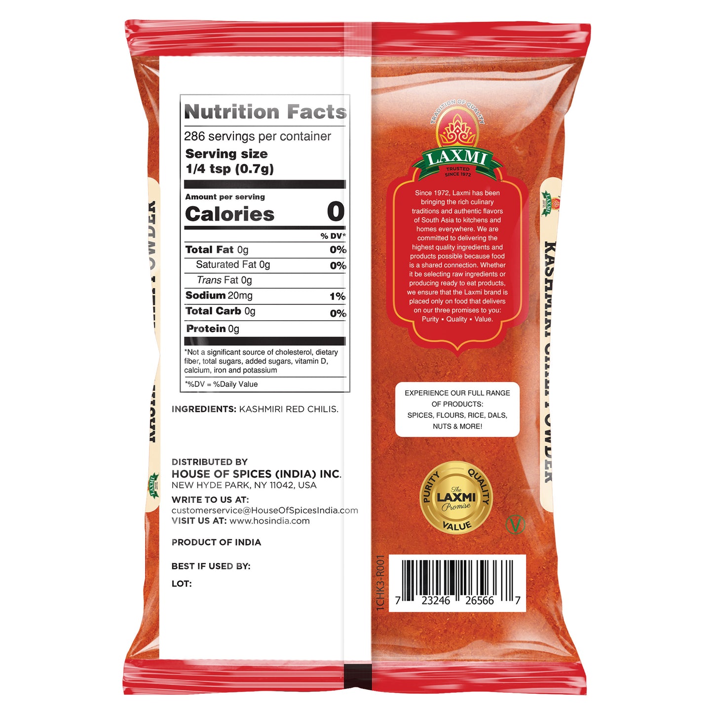 Laxmi Kashmiri Chili Powder - 200 Gm (7 Oz)