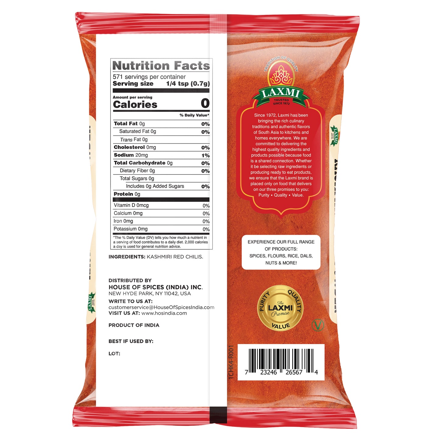 Laxmi Kashmiri Chili Powder - 400 Gm (14 Oz)