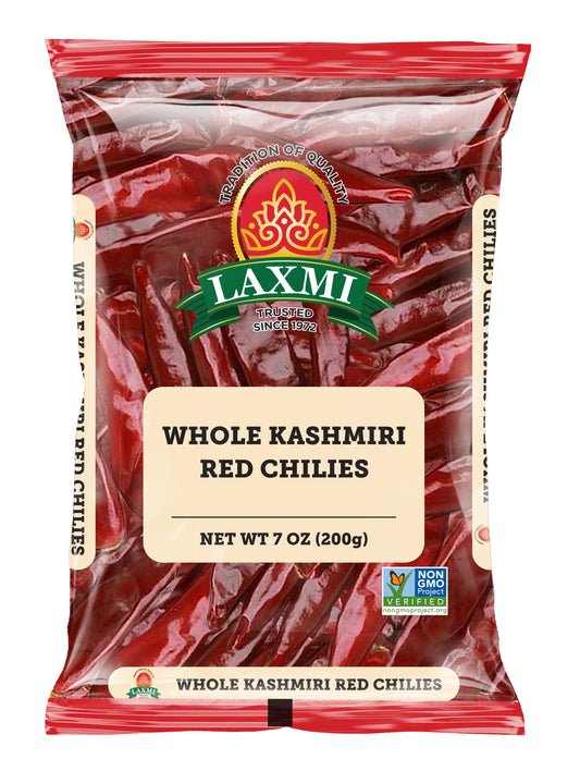 Laxmi Whole Kashmiri Red Chilies - 7 Oz (200 Gm)