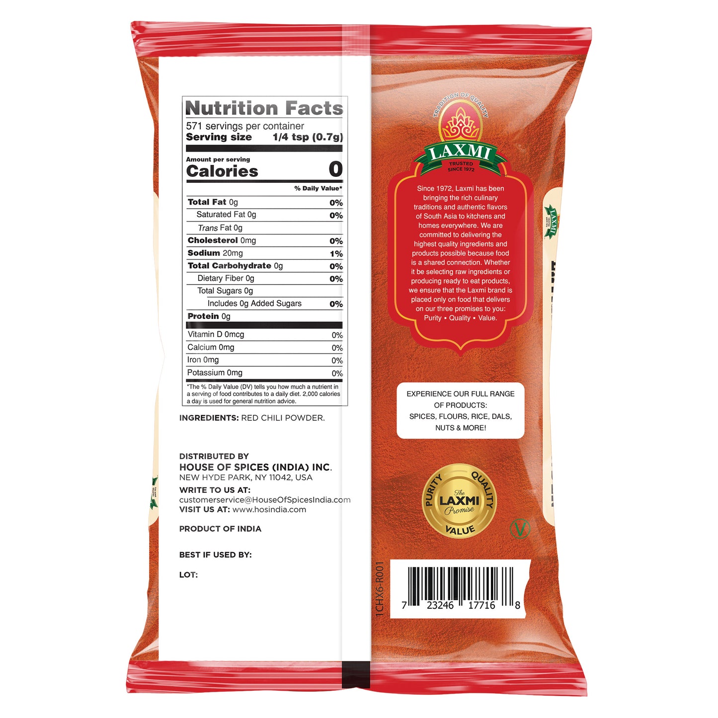 Laxmi Red Chilli Powder Xtra Hot - 14 Oz (400 Gm)