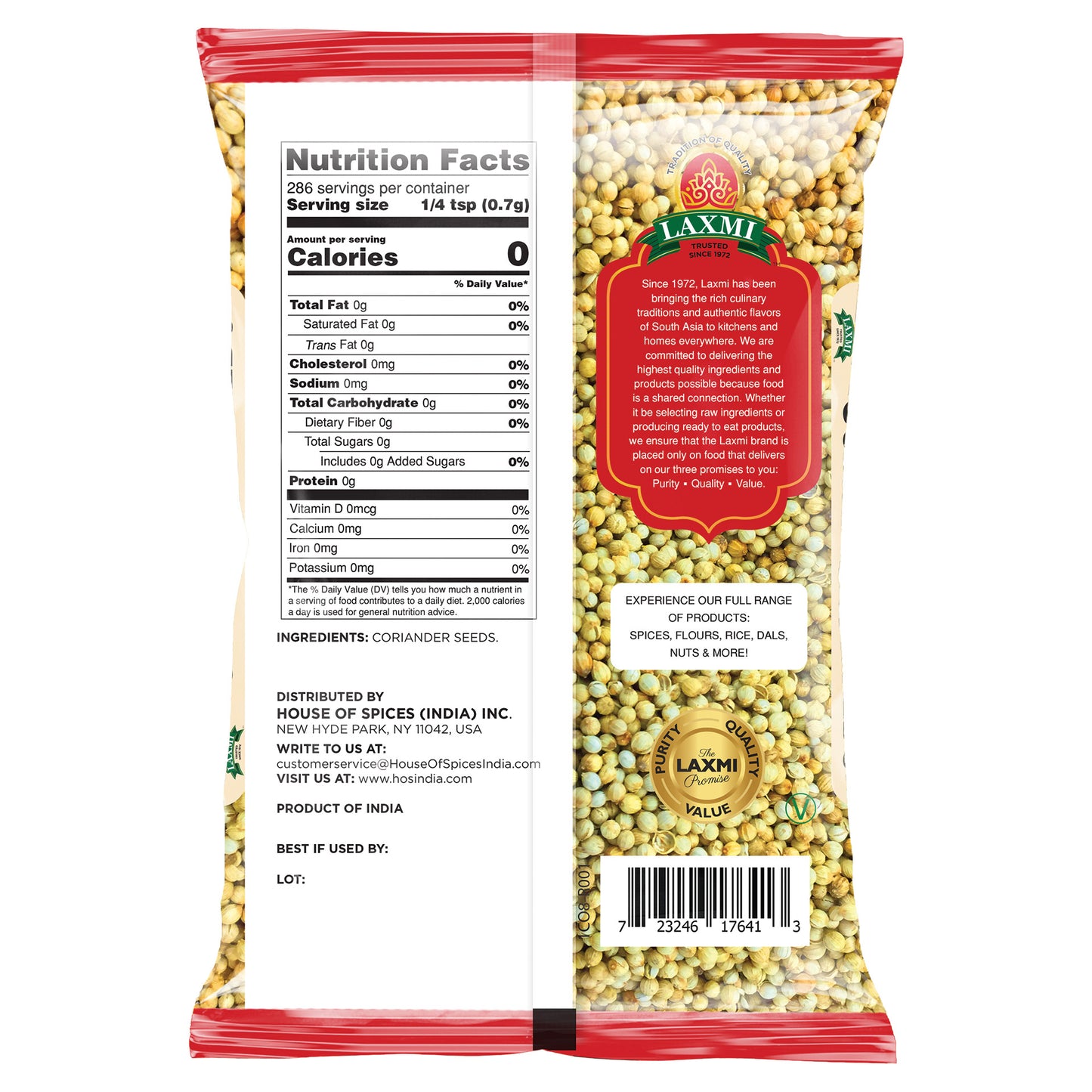 Laxmi Coriander Seeds - 7 Oz (200 Gm)
