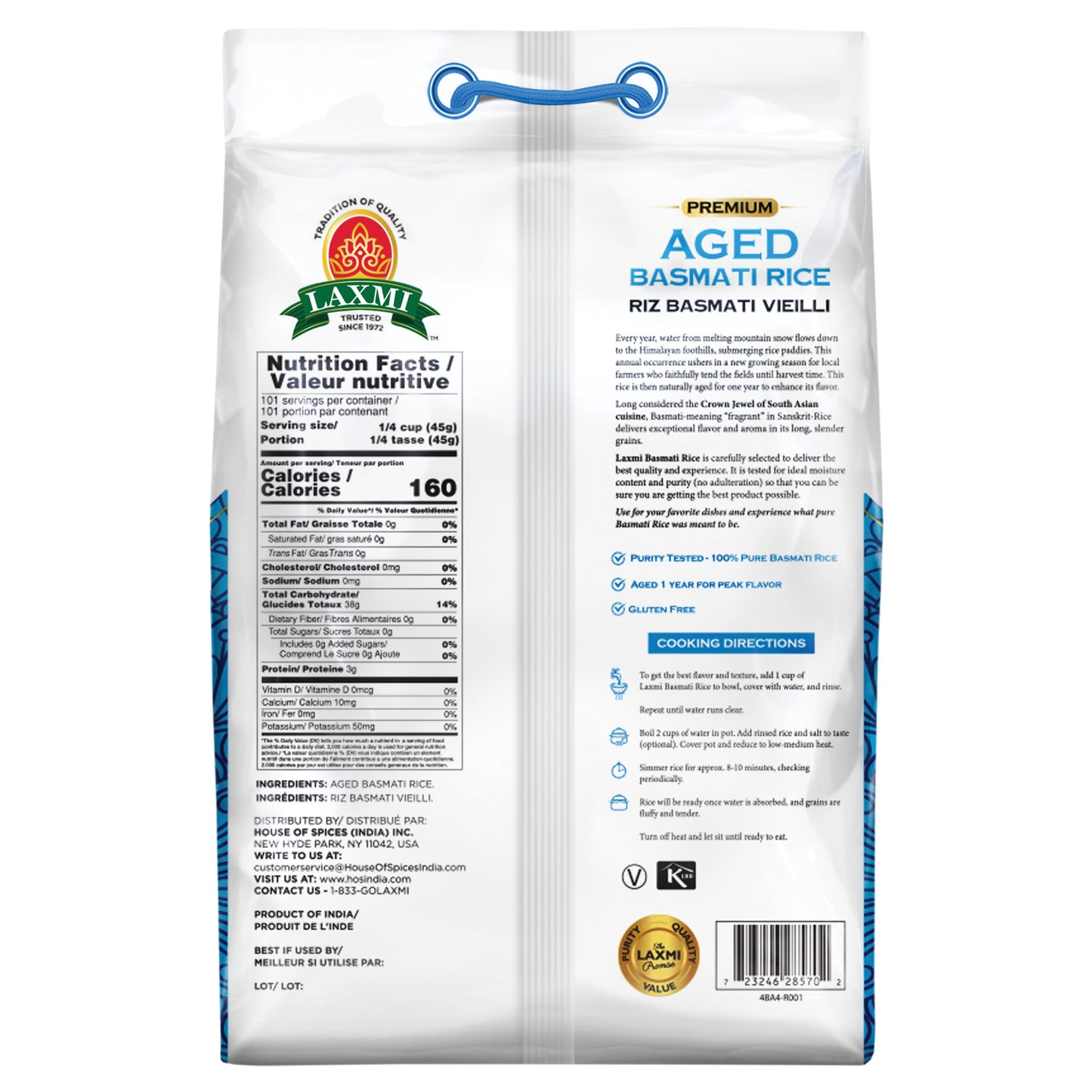 Laxmi Premium Aged Basmati Rice - 10 Lb (4.5 Kg)