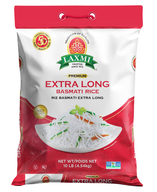 Laxmi Extra Long Grain Basmati Rice - 10 Lb (4.5 Kg)