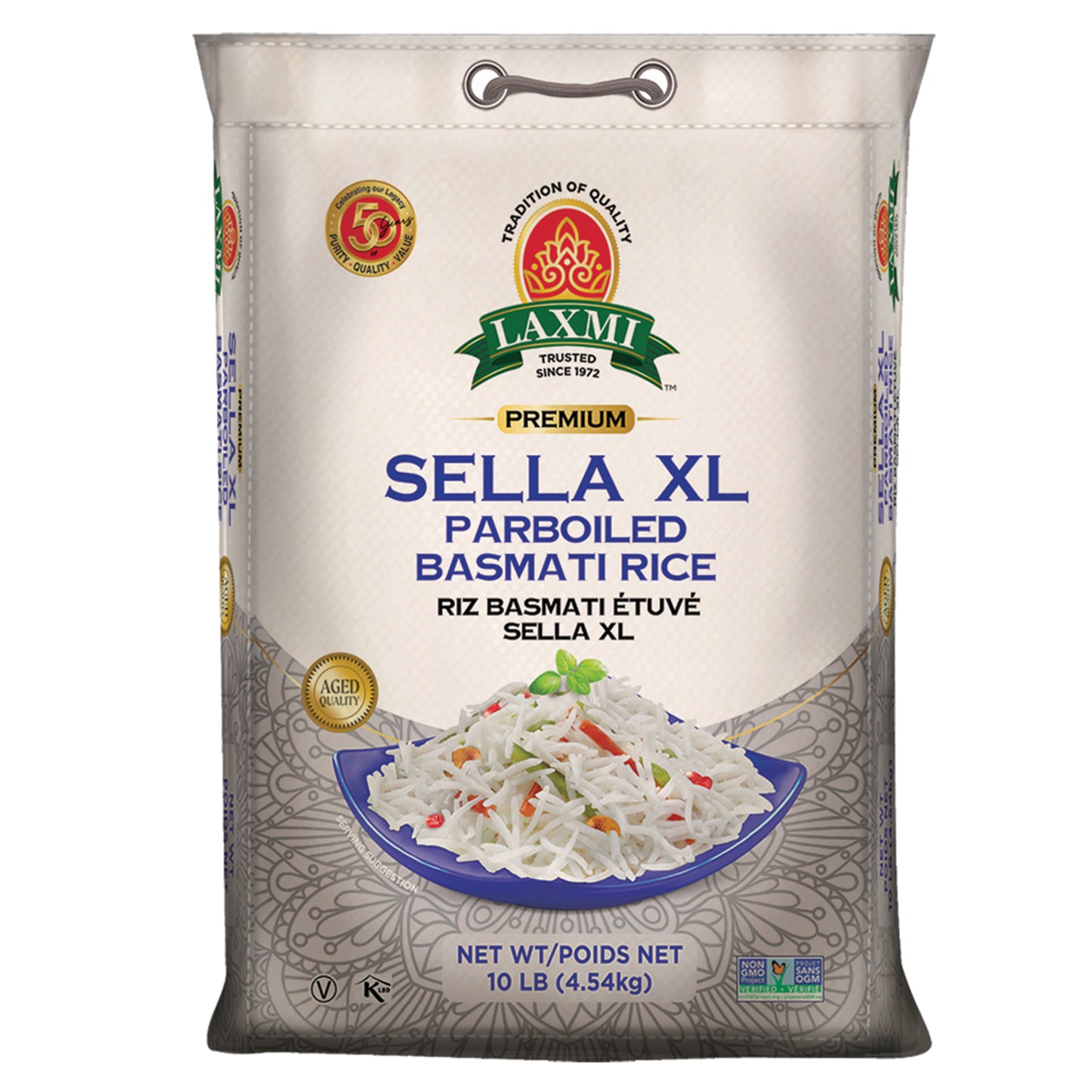 Laxmi Premium Sella XL Parboiled Basmati Rice - 10 Kg (4.54 Lb)