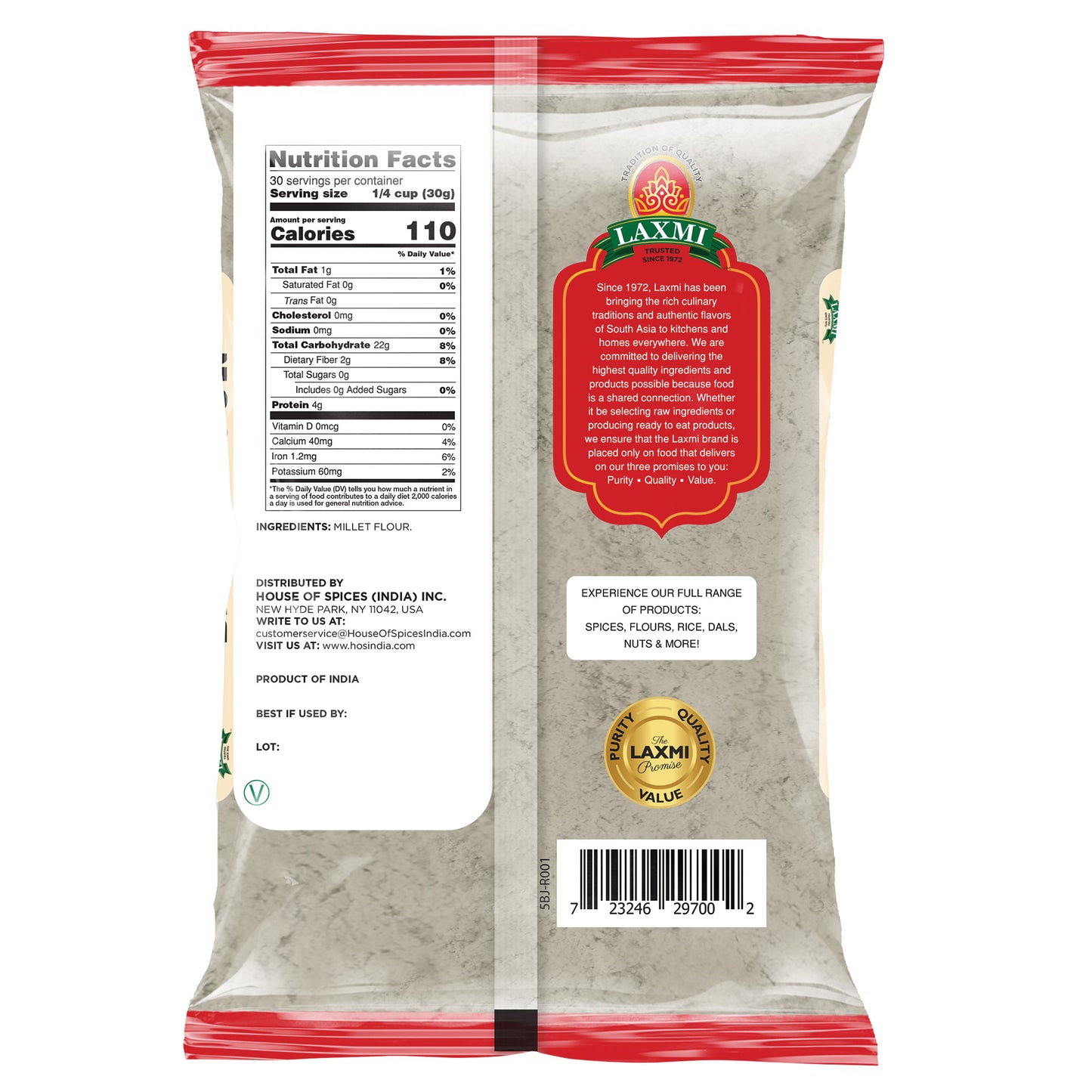 Laxmi Bajri Flour - 2 Lb (907 Gm)