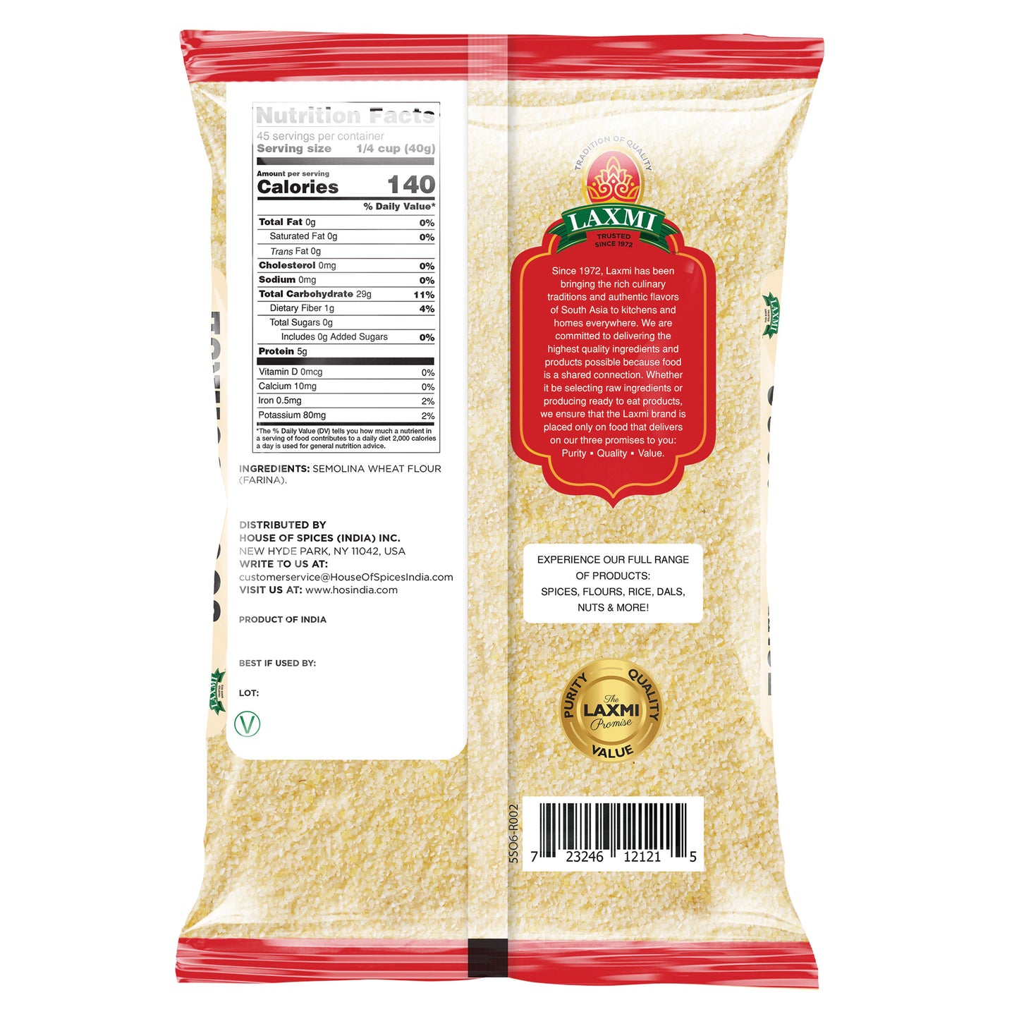 Laxmi Sooji Coarse - 4 Lb (1.81 Kg)