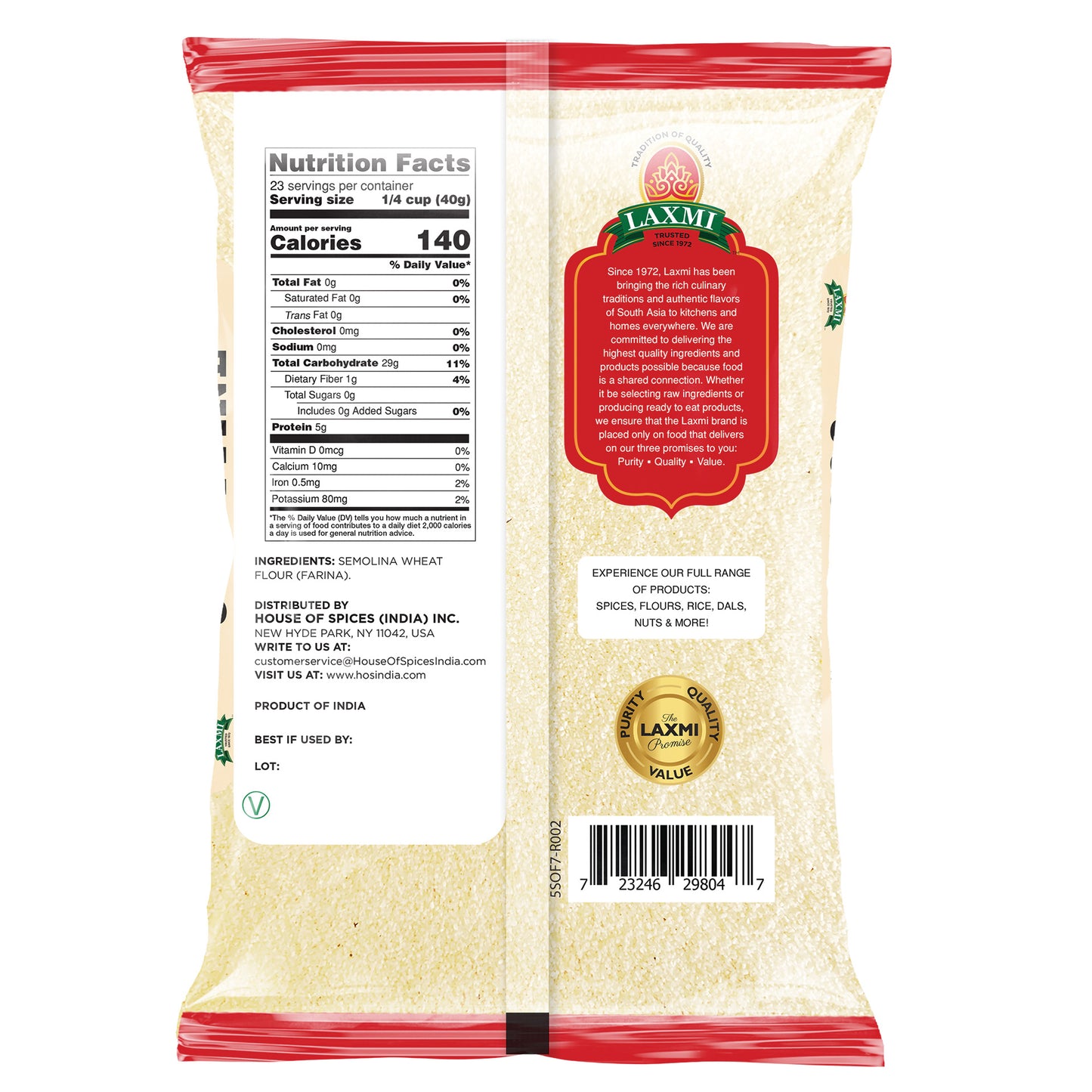 Laxmi Sooji Fine - 2 Lb (907 Gm)