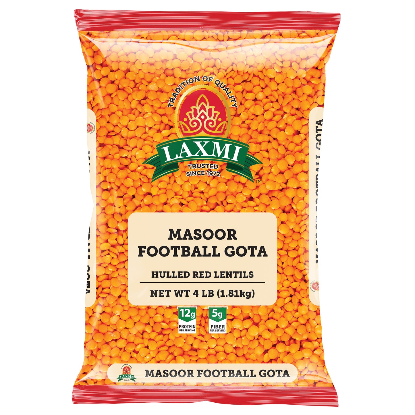 Laxmi Football Gota Hulled Red Lentils - 4 Lb (1.8