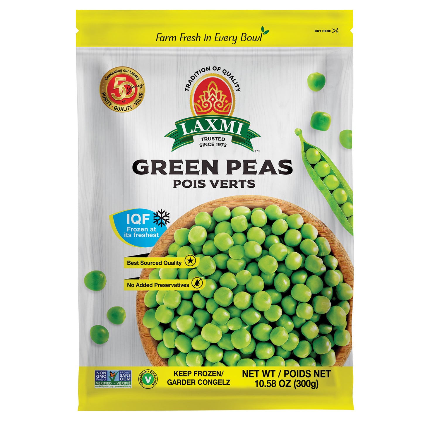 Laxmi Frozen Green Peas - 300 Gm (10.5 Oz)