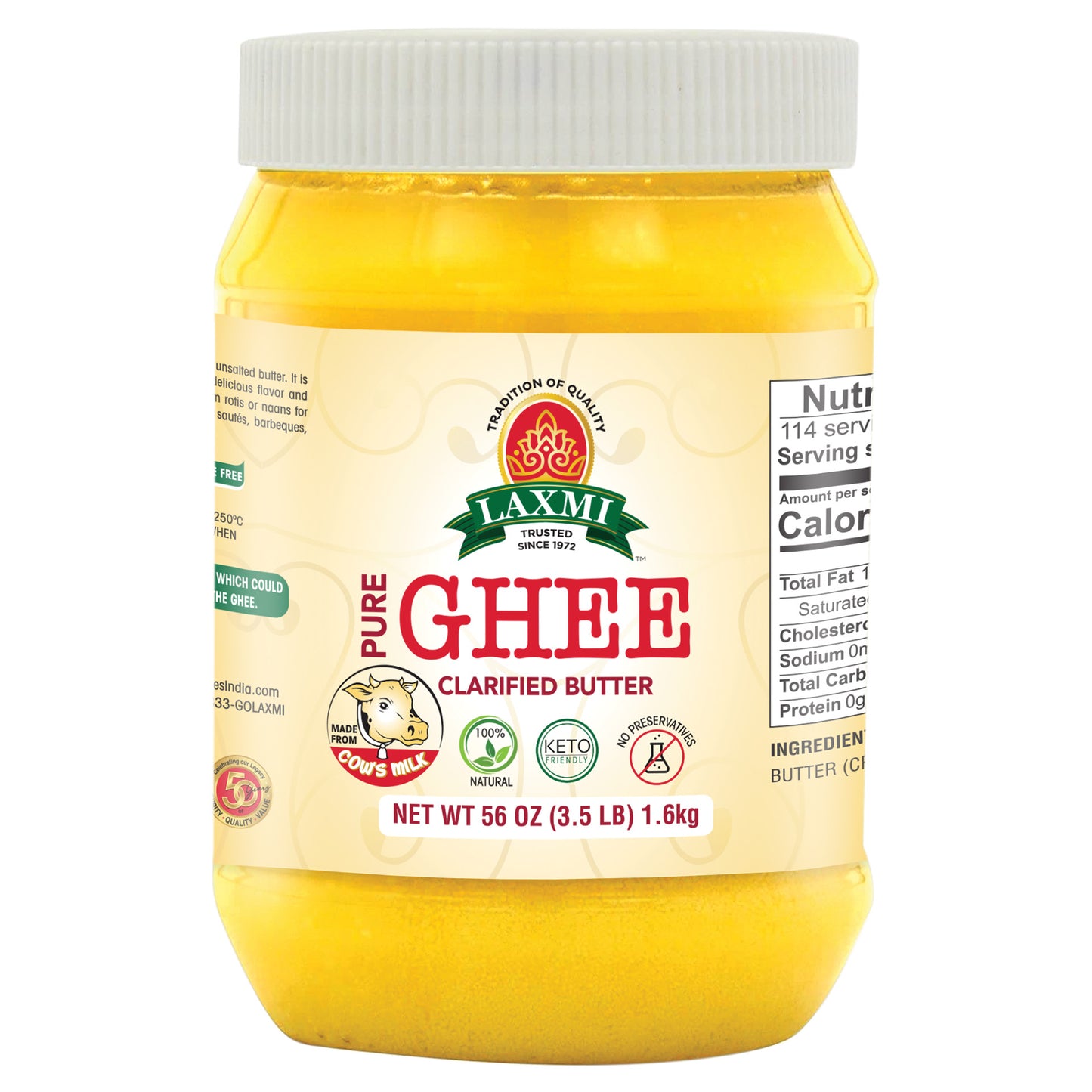 Laxmi Pure Cow Ghee - 3.5 Lb (56 Oz)