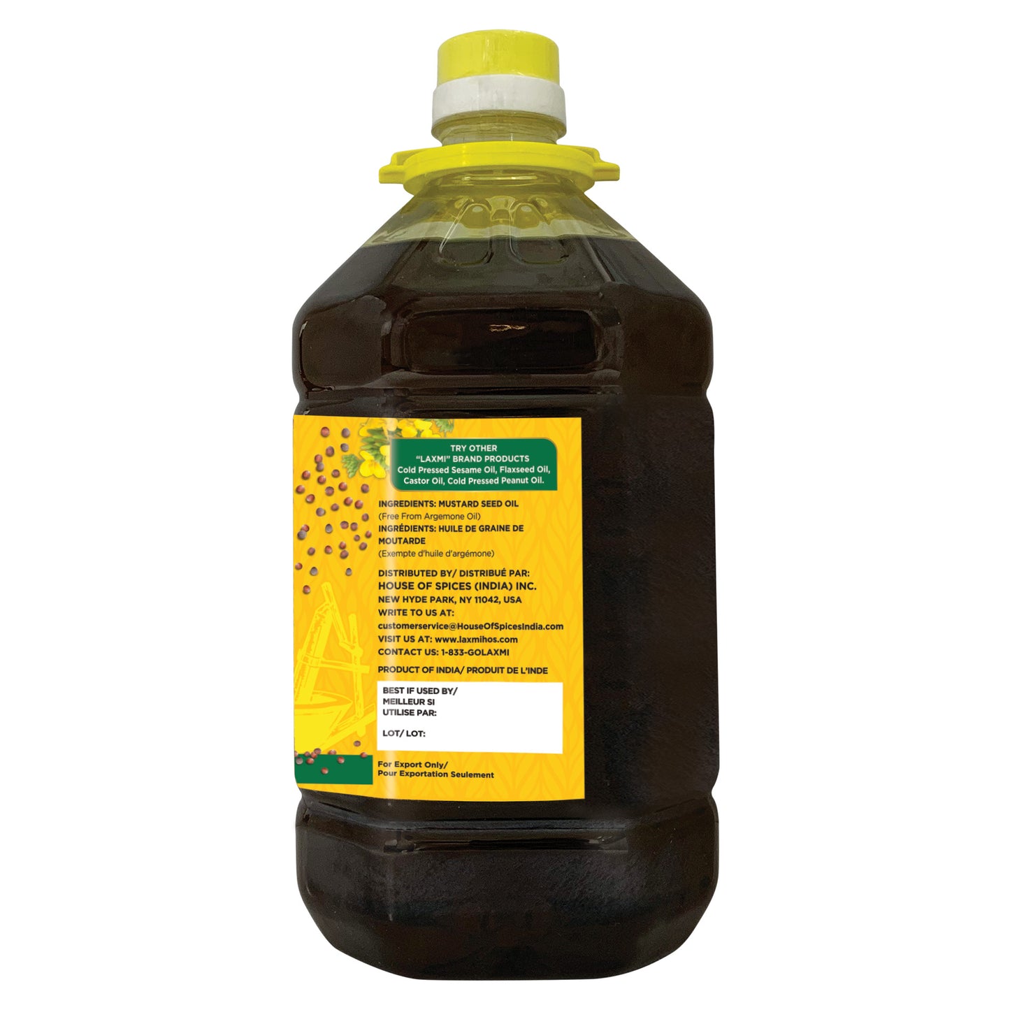 Laxmi Kachi Ghani Mustard Oil - 2 L (67.6 Fl Oz)