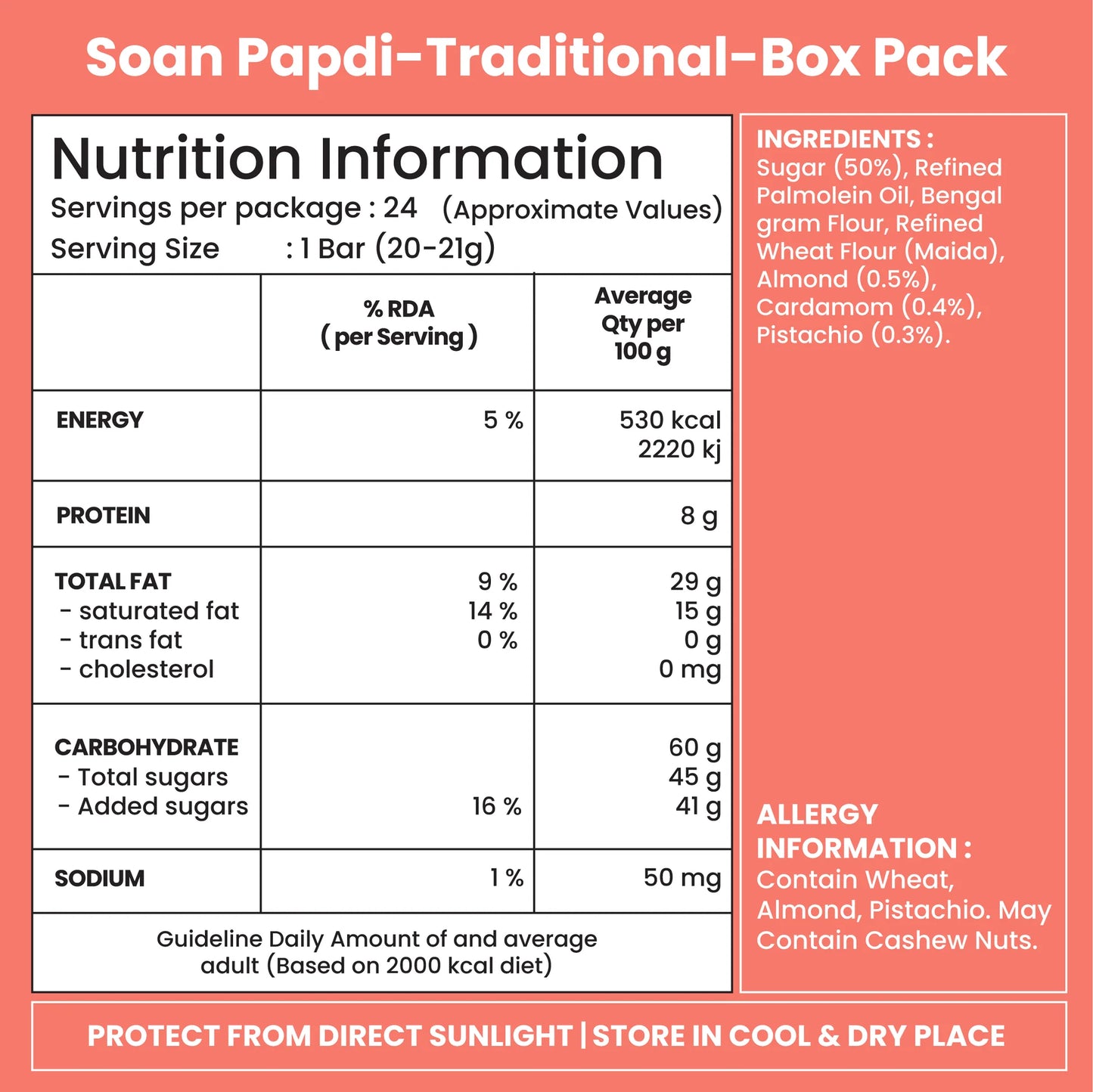 Jabsons Soan Papdi - 500 Gm (17.63 Oz)