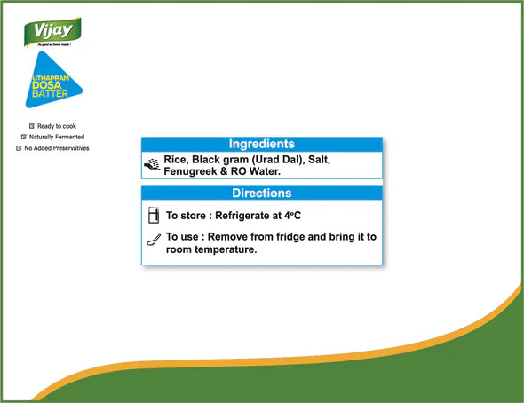 Vijay Uthappam Dosa Batter - 900 Gm (32 Oz)