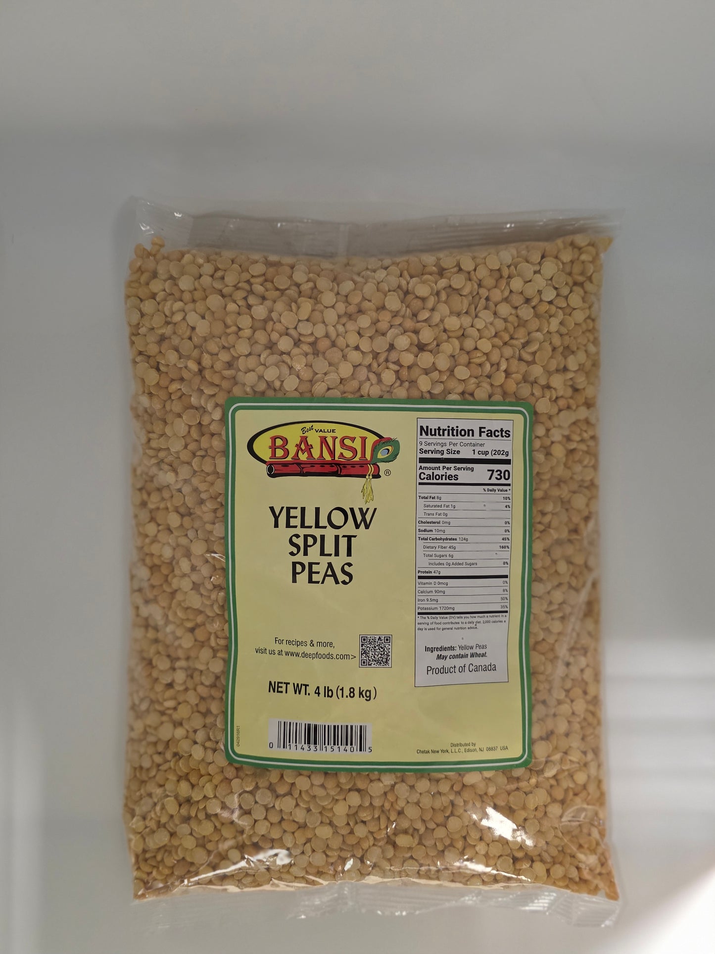 Bansi Yellow Split Peas- 4 Lb (1.8 Kg)
