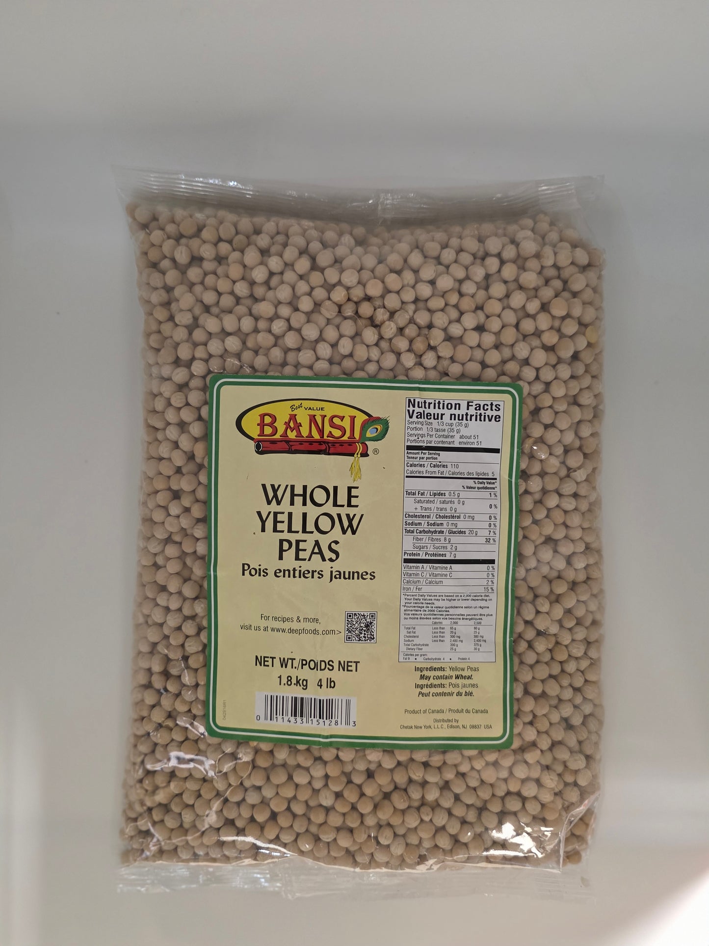 Bansi Yellow Whole Peas - 4 Lb (1.8 Kg)