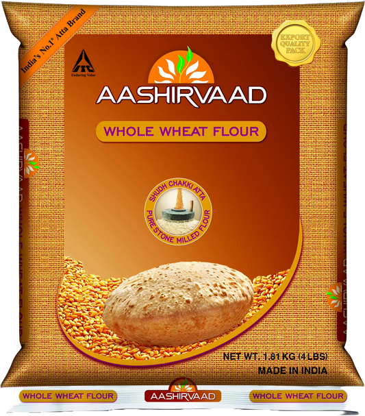 Aashirvaad Whole Wheat Flour - 4 Lb (1.81 Kg)