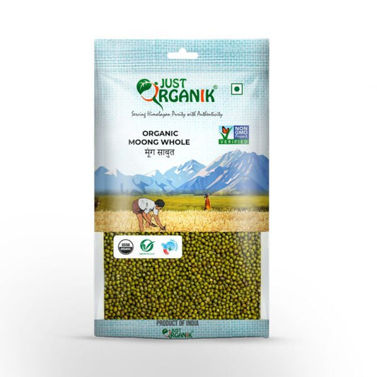 Just Organik Organic Green Moong Whole - 2 Lb (908 Gm)
