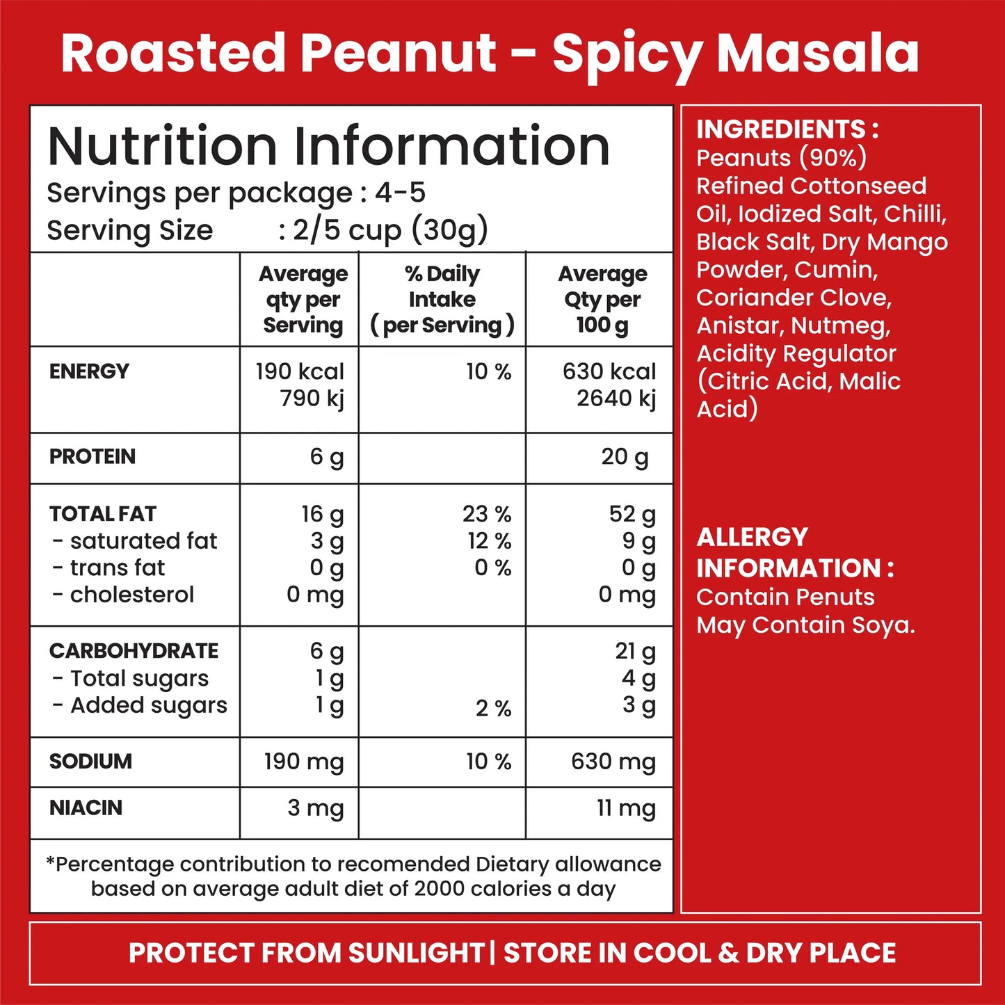 Jabsons Peanuts Spicy Masala - 140 Gm (4.9 Oz)